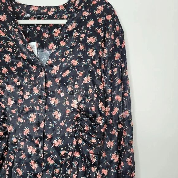 Zara satin floral mini dress L - Picture 5 of 9